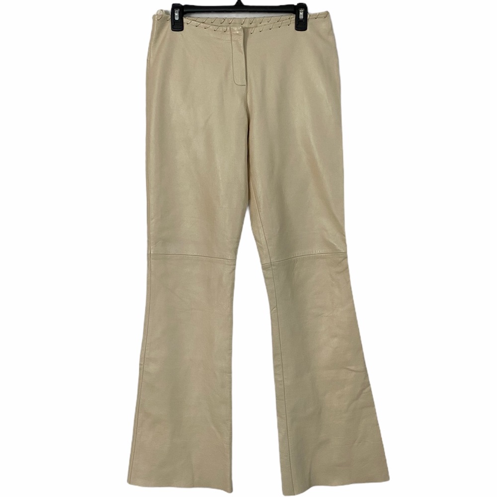 Cache Leather Pants Size 8 Cream Color